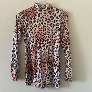 Women’s Long-sleeved Cheetah Print Romper
